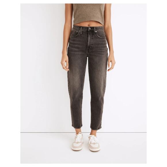 Madewell Balloon Jeans in Brunswick Wash Black High Waist Cropped Retro Size 27 - Picture 1 of 10